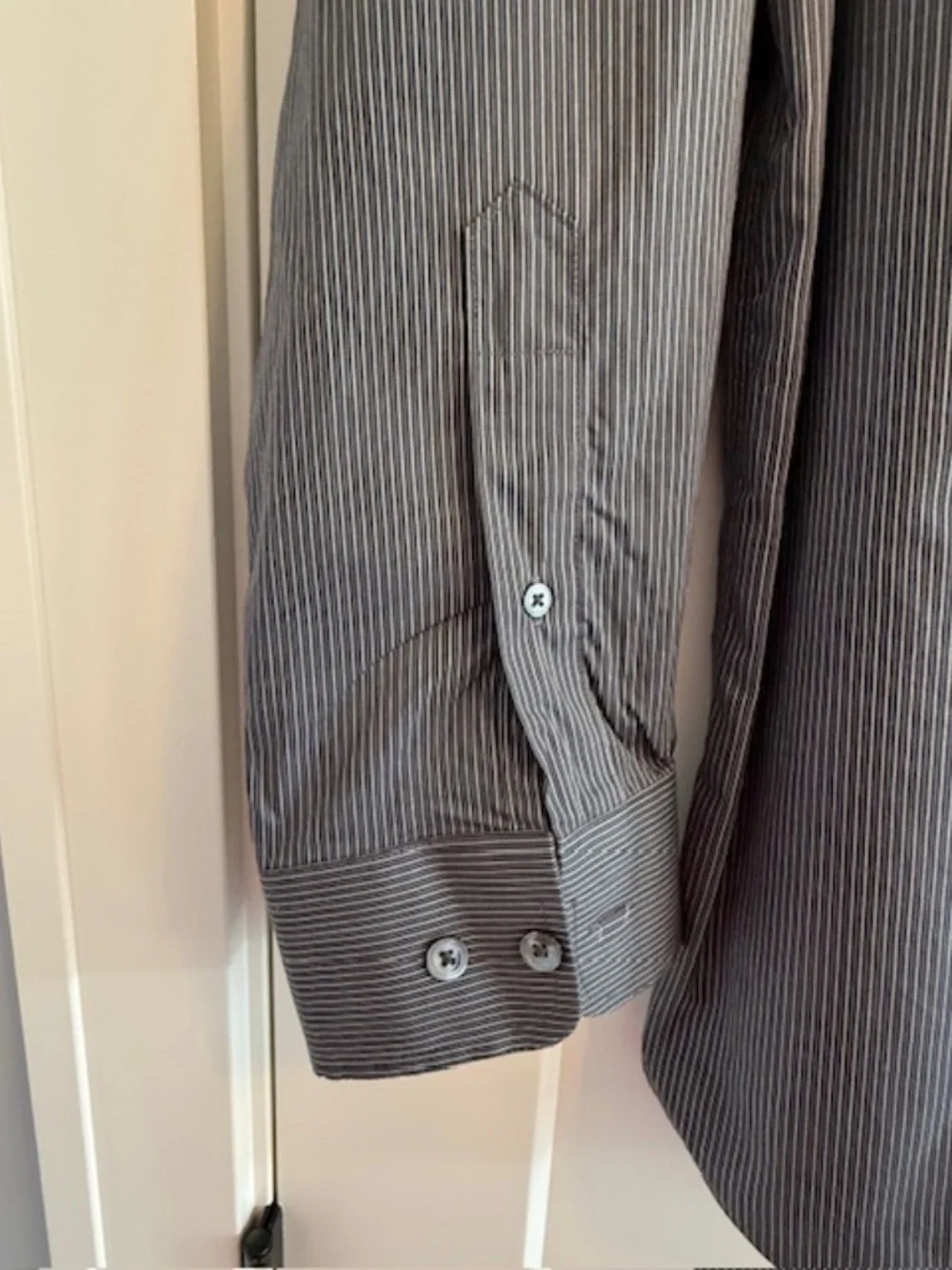 Banana Republic Men Large Standard Fit Cotton Dark Gray & White Check Shirt EUC